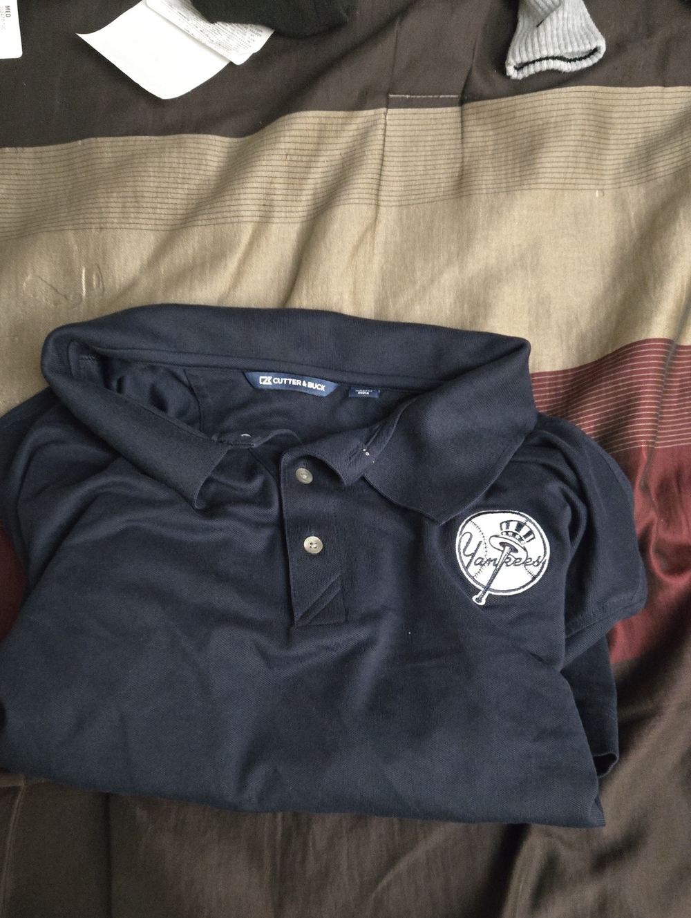 Cutter & Buck Navy Polo with Yankees Logo Embroidery Long Sleeve